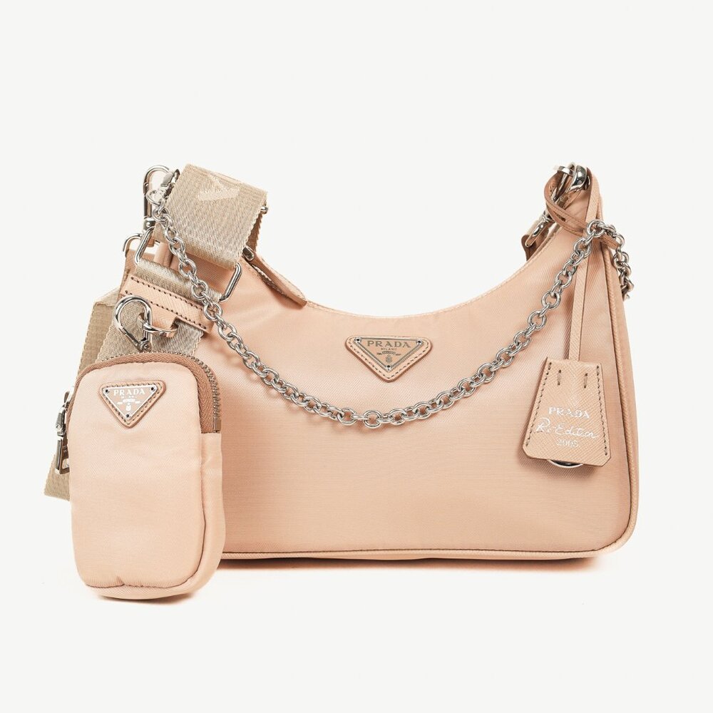 Prada Re-Edition 2005 Cammeo Tessuto Nylon & Saffiano Leather Shoulder Bag